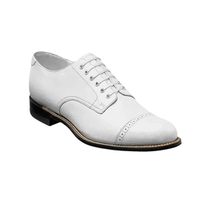 Men's White Stacy Adams Madison Cap Toe Lace-Up Leather Dress Shoes