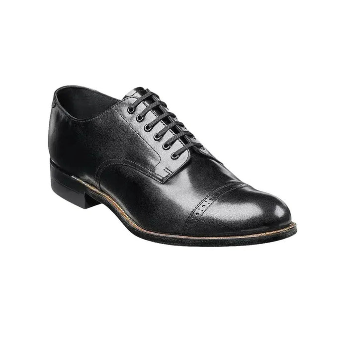 Men's Black Stacy Adams Madison Cap Toe Lace-Up Leather Dress Shoes
