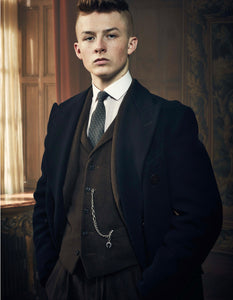 Mens Peaky Blinders Costume Finn Shelby Vested Suit & Overcoat - Men's Tuxedo USA