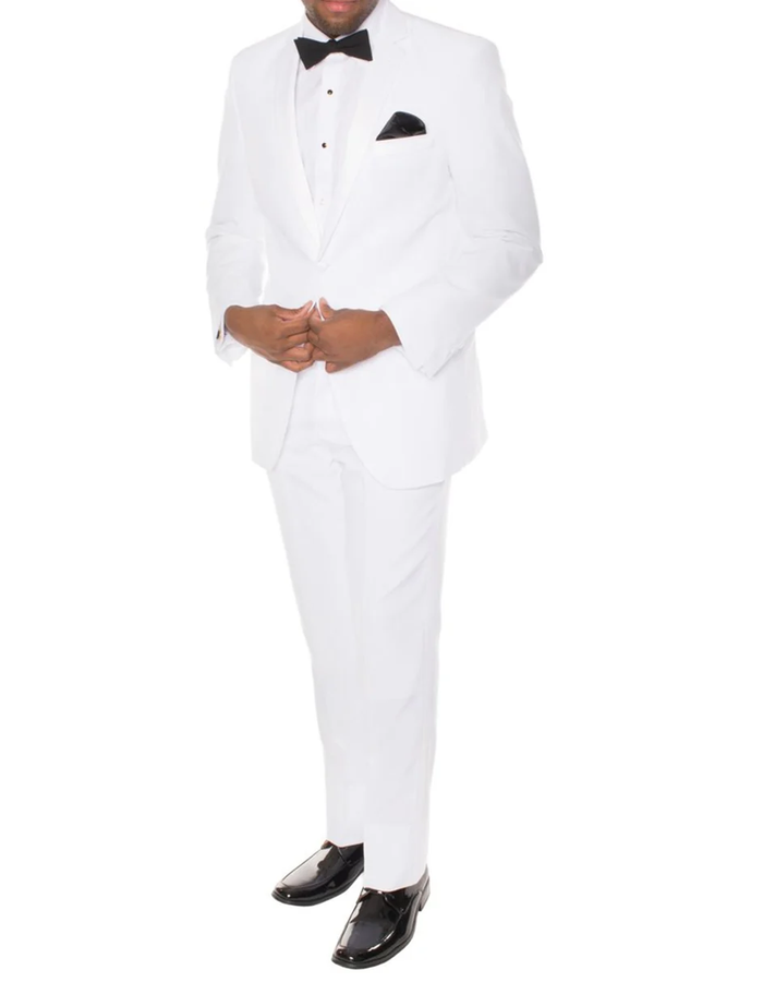 White Prom Suit - White Prom Tuxedo Suits - White Wedding  Notch Tuxedo