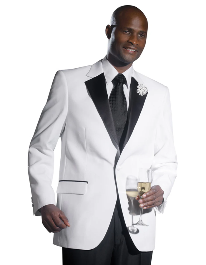 White Prom Suit - White Prom Tuxedo Suits - White Wedding  1 Button  Notch Tuxedo