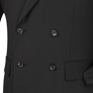 Ramses Collection - Black Regular Fit Double Breasted 2 Piece Suit with Flexible Elastic Waistband