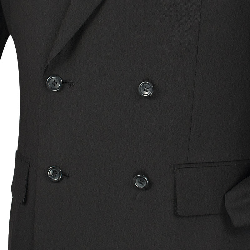 Ramses Collection - Black Regular Fit Double Breasted 2 Piece Suit with Flexible Elastic Waistband