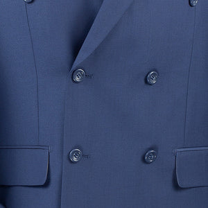 Ramses Collection - Blue Regular Fit Double Breasted 2 Piece Suit with Flexible Elastic Waistband