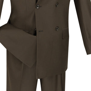 Ramses Collection - Brown Regular Fit Double Breasted 2 Piece Suit with Flexible Elastic Waistband