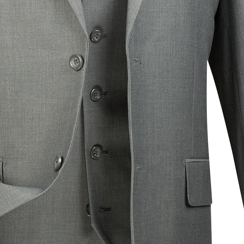 Morgan Collection - Regular Fit 3 Piece Suit 2 Button Medium Gray