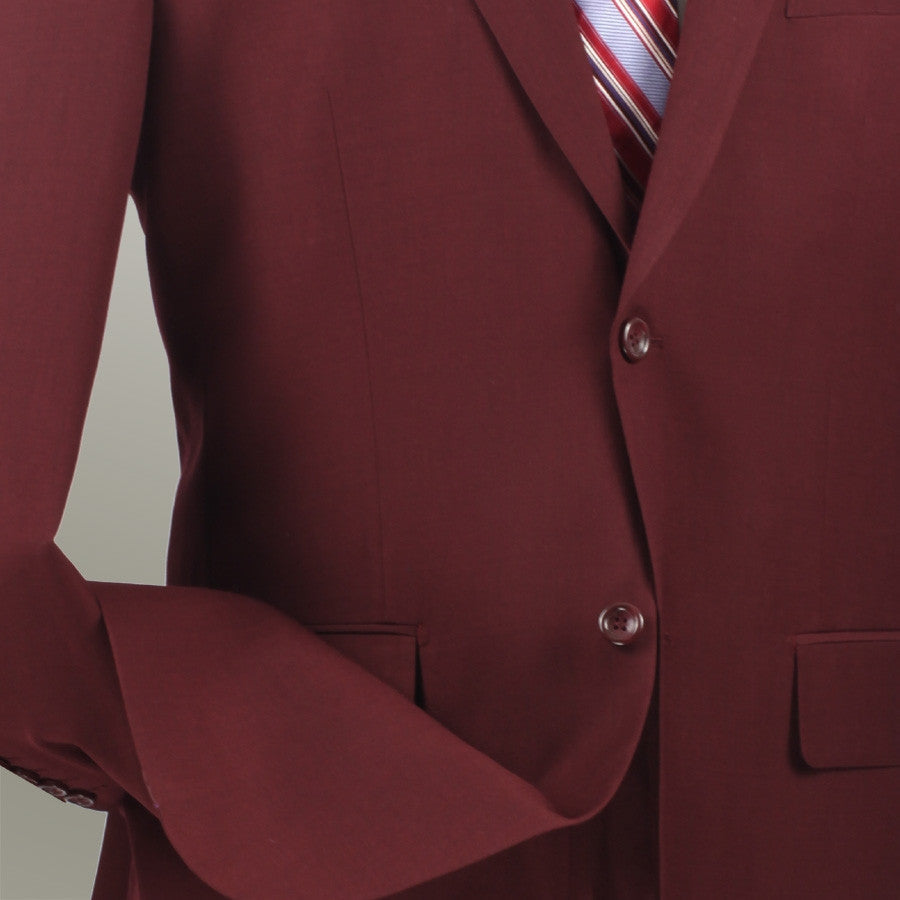 Monte Carlo Collection - Regular Fit 2 Piece 2 Button Textured Weave Burgundy