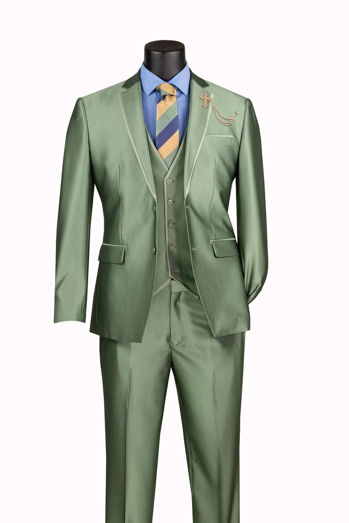 Men's Sage Solid Three Piece Suit