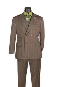 Men's Brown Pinstripe Double Breasted Suit