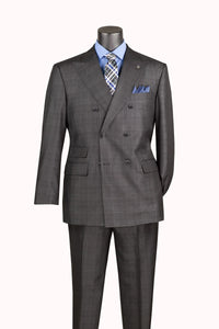 Men's Charcoal Glen Plaid Double Breasted Two Piece Suit