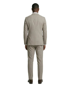 Men's Khaki Pinstripe Double Breasted Suit