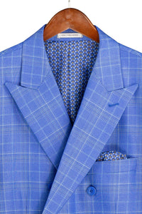 Men's Nautic Blue Glen Plaid Double Breasted Two Piece Suit