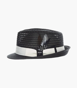ZAYLEN FEDORA Paper Braided Pinch Front Hat