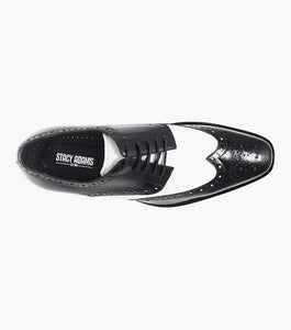 Mens 1920s Gangster Wingtip Dress Shoes in Black and White