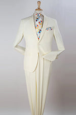 Mens Two Button Modern Fit Poplin Suit in Ivory