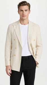 Men’s Cream Double Breasted Blazer – Ivory 6 Button Formal Wedding Sport Coat Off White color