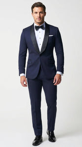 Men’s Father of the Bride Tuxedo Suit – Shawl Lapel Wedding Suit in Black, Navy or Hunter Green