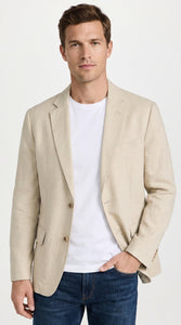 Men’s Khaki Linen Sport Coat – Lightweight Beige Blazer for Summer Weddings & Smart Casual Wear
