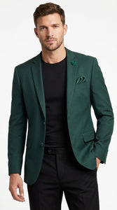 Men’s Hunter Green Blazer – Classic Two Button Sport Coat for Wedding & Formal Wear