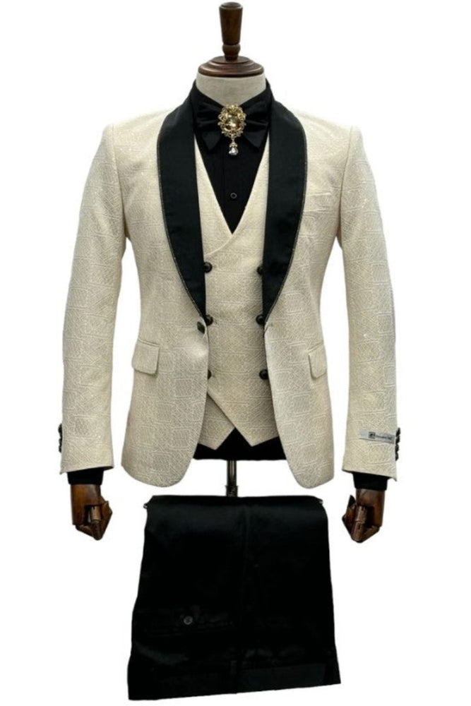 Ivory Wedding Suit - Cream Tuxedo Suit - Ivory Dinner Jacket Plus Pants