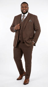 Men’s Brown Pinstripe Edwardian 3 Piece Suit – Vintage Victorian Wedding Suit with Vest