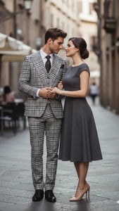 Suits With Baggy Pleated Pants - Wide Leg Pants 100% Wool - Classic Fit in One Button 3 Piece Suit by Rossiman