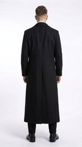 Men’s Matrix Neo Inspired Black Wool Duster Coat – Long Gothic Victorian Full Length Overcoat