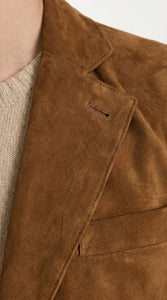 Men’s Camel Brown Suede Leather Blazer – Classic Two Button Suede Sport Coat