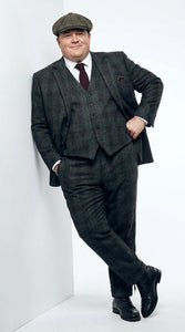 Men's Thomas Shelby Dark Grey Plaid 3-Piece Suit – Peaky Blinders 1920s Vintage Tweed-Style Wedding Suit with Matching Vest & Pants