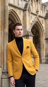 Men’s Mustard Gold Blazer, Fashion Sport Coat Wedding Party Church Dress Jacket