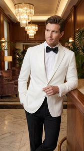 Men’s White Tuxedo Jacket – Two-Button Formal Dinner Blazer for Weddings, Prom and Events