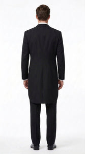 Men’s Black Victorian Tailcoat Tuxedo – 1800s 19th Century Edwardian Peak Lapel Formal Suit