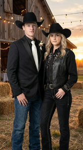 Men’s Black Tuxedo Western Blazer – Cowboy Style Formal Sport Coat Jacket for Dinner Jacket