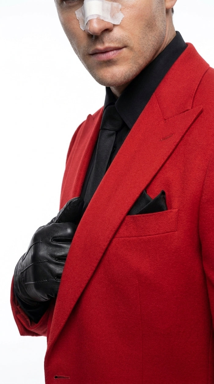 Men’s Red Blazer with Black Pants – Celebrity Inspired Wedding, Prom & Party Suit