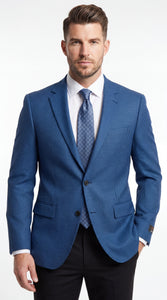Men’s Blue Houndstooth Blazer Jacket, Check Pattern Formal Sport Coat for Weddings, Prom, Parties, and Special Occasions
