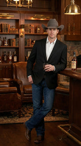 Men’s Black Linen Western Cowboy Blazer – Lightweight Formal Blazer Jacket for Wedding - Country Summer Jacket