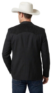 Men’s Black Western Blazer – Cowboy Sport Coat with Western Yoke Design