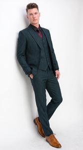 Men’s Teal Green 3 Piece Suit – Modern Two Button Suit with Matching Vest & Pants