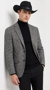 Men’s Grey Herringbone Winter Cowboy Blazer – Western Sport Coat Jacket