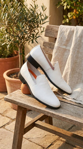 Men’s White Plain Toe Slip On Loafer Dress Shoes – Classic Formal Lightweight Shoes for Wedding, Party and Business Wear