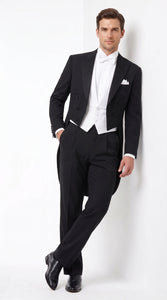 Men’s Black Victorian Tailcoat Tuxedo – 1800s 19th Century Edwardian Peak Lapel Formal Suit