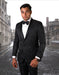 Mens Slim Fit Geometric Swirl Print Shawl Tuxedo in Black - Men's Tuxedo USA