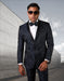 Mens Slim Fit Geometric Swirl Print Shawl Tuxedo in Navy - Men's Tuxedo USA