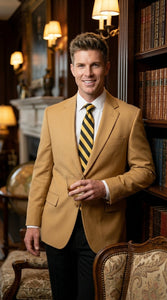 Men’s Camel Blazer, Classic Two Button Business Casual Wedding Summer Sport Coat Jacket in Khaki Bronze Color Modern Fit