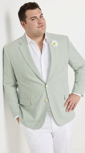 Mens Sage Green Seersucker Blazer – Lightweight Striped Summer Sport Coat Casual Smart Formal Jacket