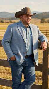 Mens Rugby Teal Baby Sky Western Blazer – Cowboy Style Casual Sport Coat for Men Classic Western Jacket in Light Blue Color
