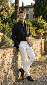 Men’s Black Seersucker Blazer – Textured Two-Button Notch Lapel Formal & Summer Sport Jacket in Black Tone-on-Tone Cotton Fabric