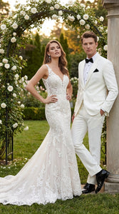 Mens White Wedding Tuxedo Suit – Formal Groom Suit Set Classic Dinner Jacket + White Tuxedo Shirt + Black Bow Tie