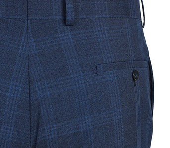 English Laundry 2-Piece Blue Plaid Wool Blend Slim Fit Dress Suit