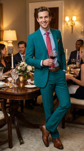 Men’s Teal Green Dark Turquoise Suit – Elegant Formal Suit for Business, Wedding, Party and Modern Style Wear